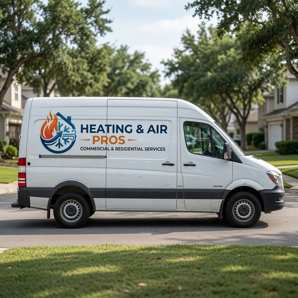 Local heating and air service van serving Eagle Mountain